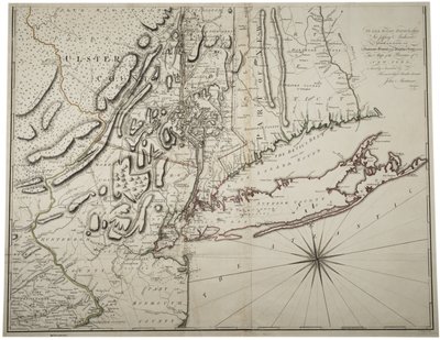 Map of Lower New York State and surrounding areas, c.1775 by John Montresor